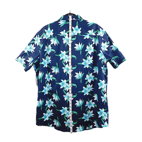Club Room Men’s Hawaiian Floral Button-Down Shirt Navy Blue Size XL - Picture 8 of 9